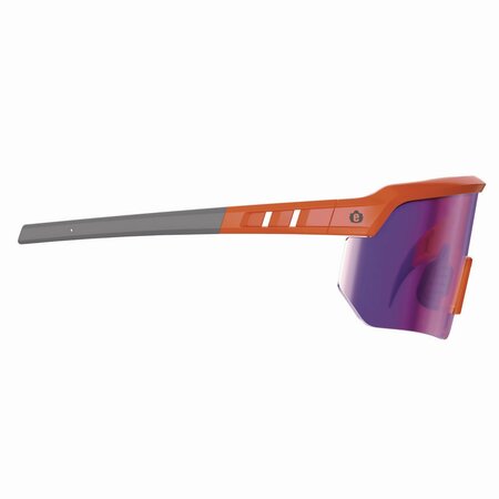 Ergodyne Skullerz AEGIR Anti-Scratch/Anti-Fog Safety Glasses, Orange Nylon Frame, Purple Mirror Lens 55020